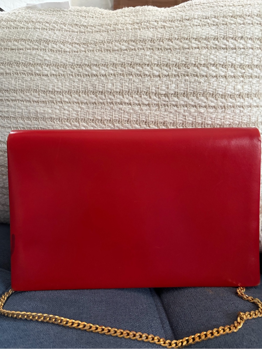 Christian Dior Vintage Red Leather Shoulder Bag Clutch with Gold Chain - Picture 4 of 16